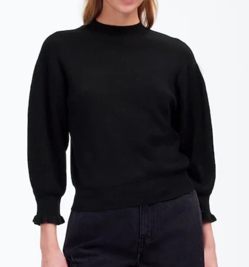 Madewell Merino Wool Ruffle Mockneck Sweater Size XS NWT